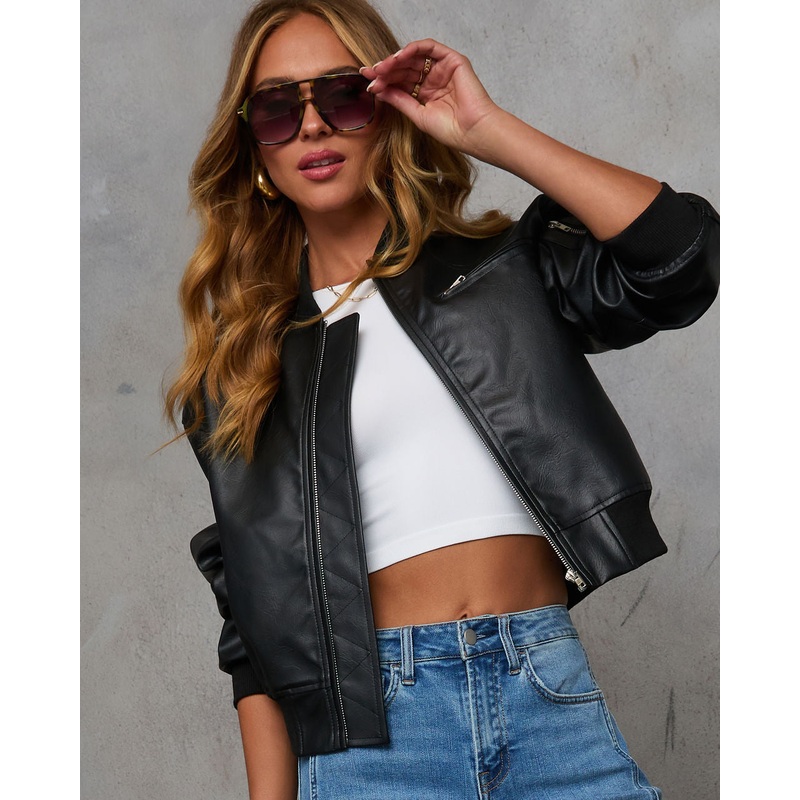 Wynnie Leather Bomber Jacket|Black|XS|S|M|L|XL