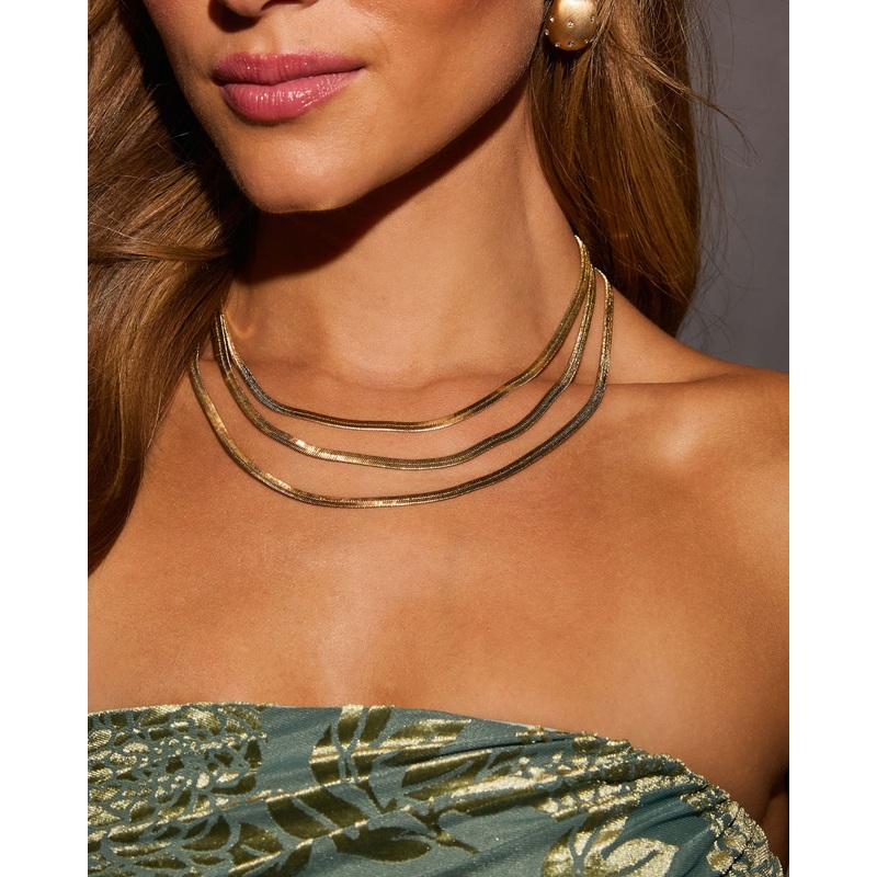Zoe Layered Herringbone Necklace