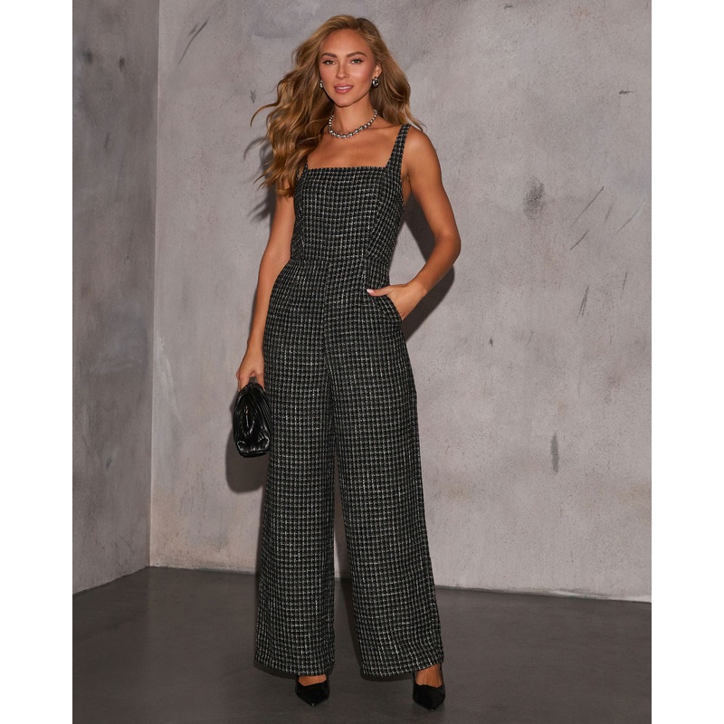 Break The Ice Tweed Jumpsuit|Black|XS|S|M|L|XL