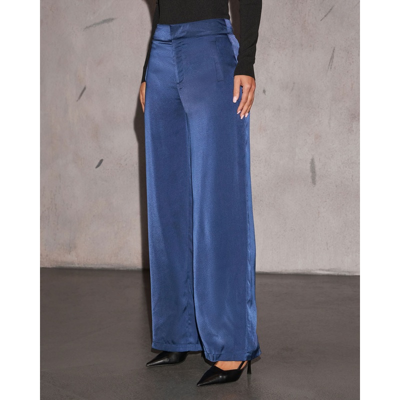 Cut Corners Satin High Rise Pants