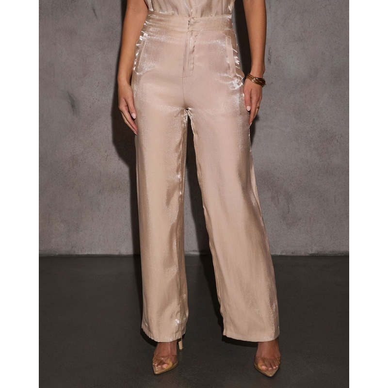 Ellenor High Rise Satin Pants|Champagne|XS|S|M|L|XL