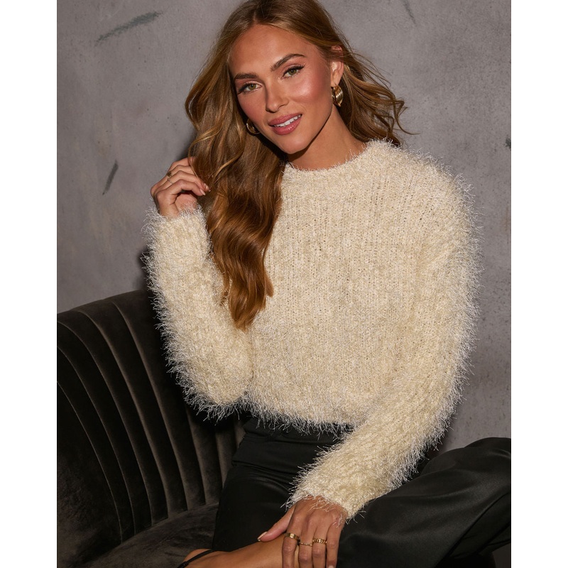 For Keeps Fuzzy Knit Sweater|Cream|XS|S|M|L