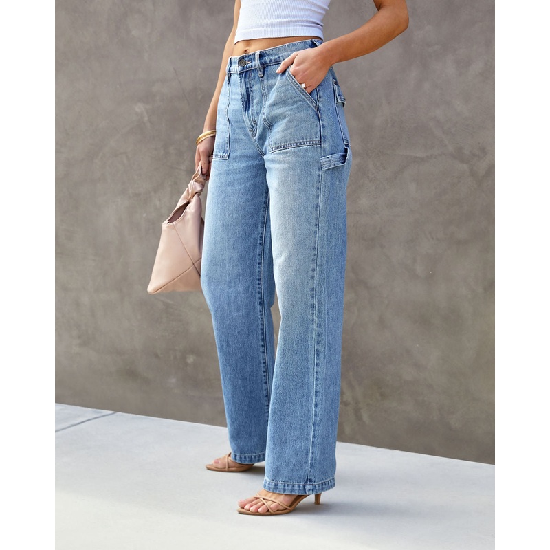 Laurent High Waisted Carpenter Wide Leg Jeans