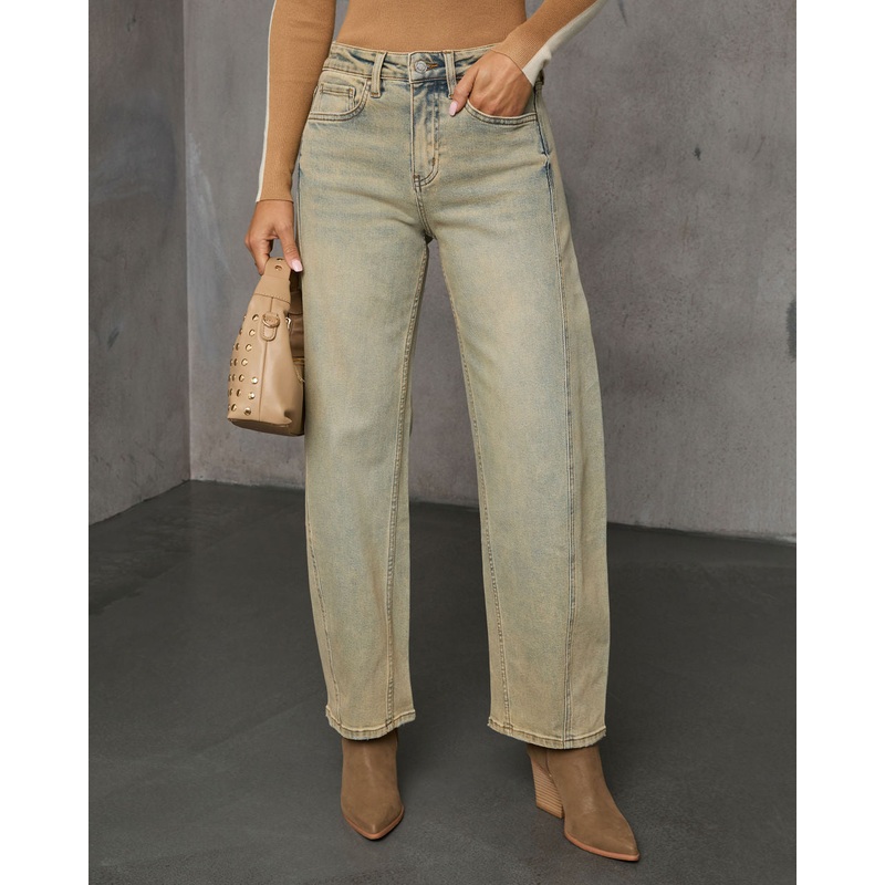 Mavrick Stretch High Rise Barrel Jeans