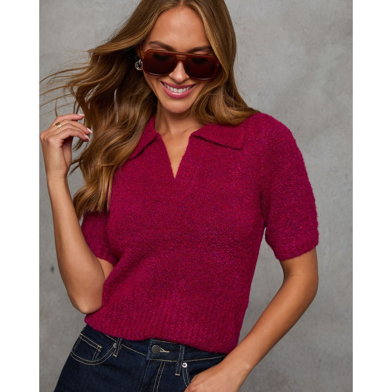 Renee Knit Collar Top|Orchid|XS|S|M|L