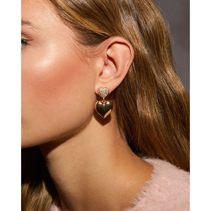 Saralyn Rhinestone Heart Drop Earrings