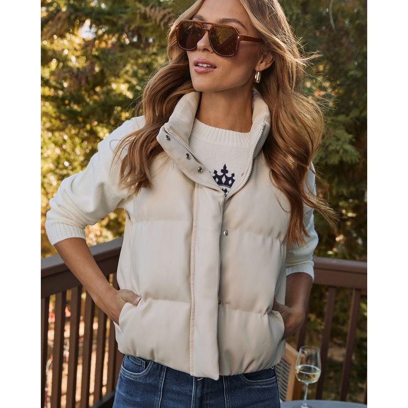 Slight Chill Puffer Vest|Cream|XS|S|M|L