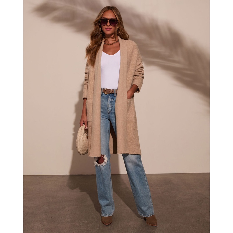 Sweet Side Curled Knit Duster|Natural|XS|S|M|L|XL