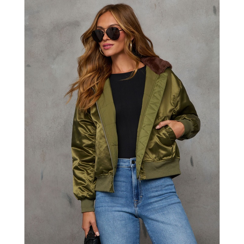 Tellie Faux Fur Hood Jacket|Olive|XS|S|M|L|XL