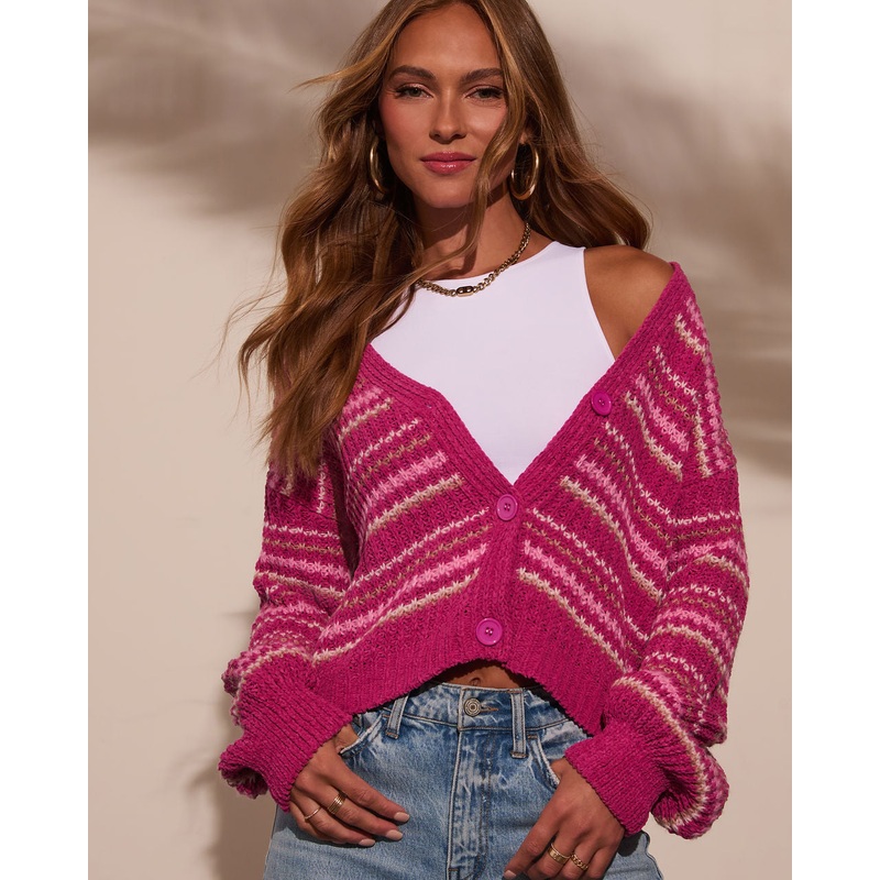 Tight Hug Striped Knit Cardigan