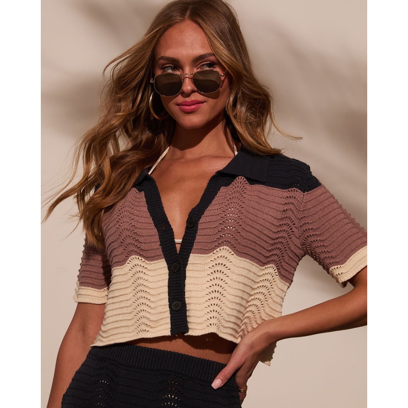 Coastal Core Colorblock Button Down Top