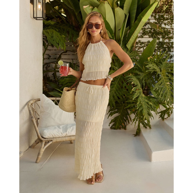 Emmers Ruched Maxi Skirt|Cream|XS|S|M|L|XL