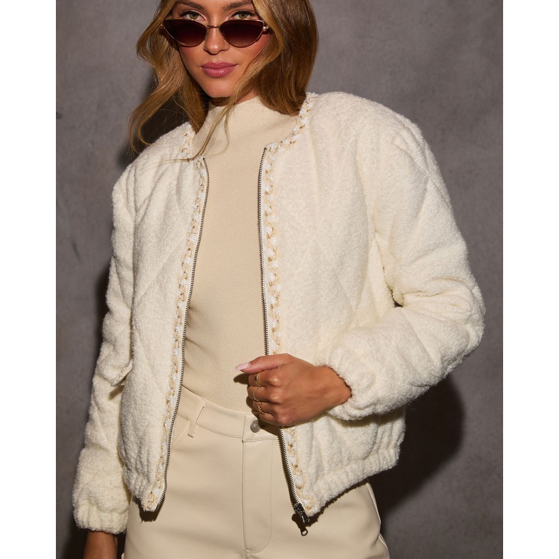 Hold You Close Quilted Braided Trim Jacket