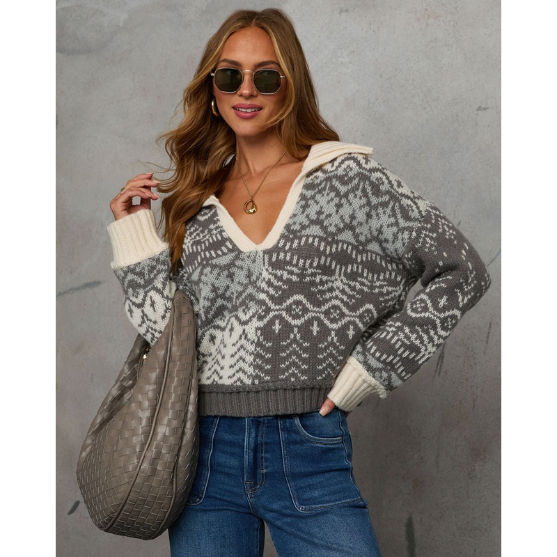 In the Season Abstract Contrast Sweater
