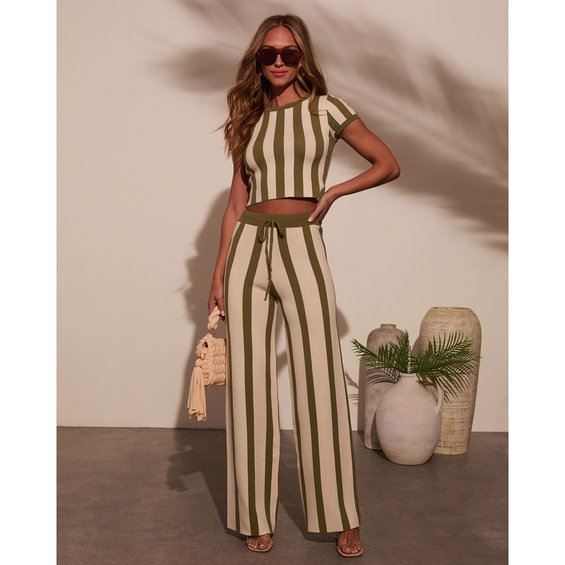 Kayson Striped Flare Pants|Olive|XS|S|M|L|XL