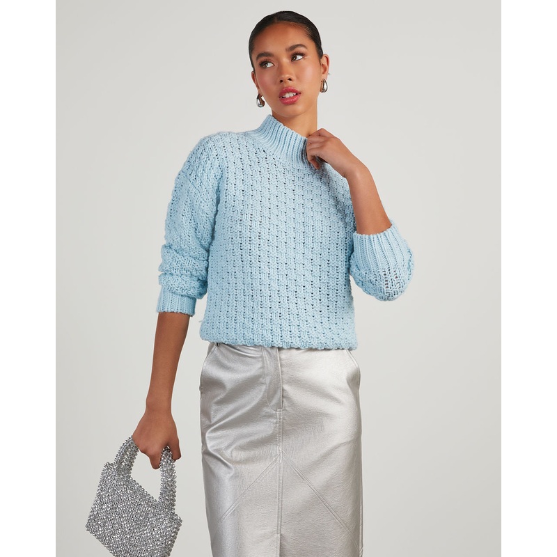 Kerri Textured Mock Neck Knit Sweater