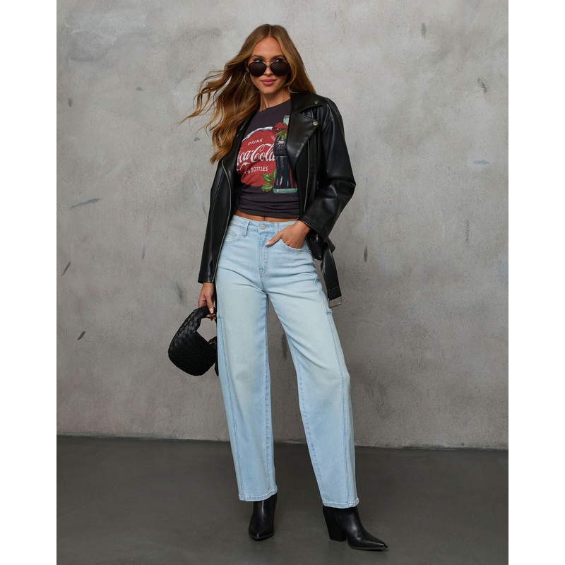 Merina Stretch Distressed Barrel Jeans