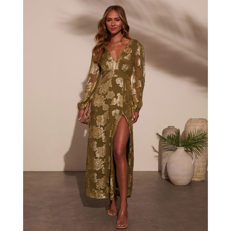 Palm Cove Floral Lurex Maxi Dress