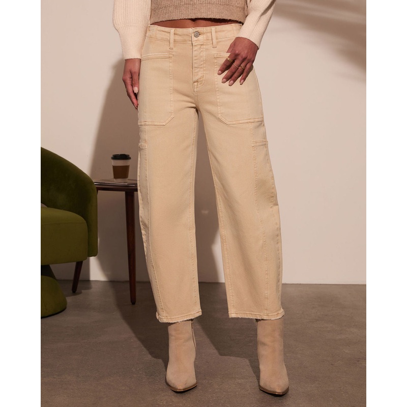 Remma High Rise Barrel Jeans|Vintage Beige|24|25|26|27|28|29|30|31|32