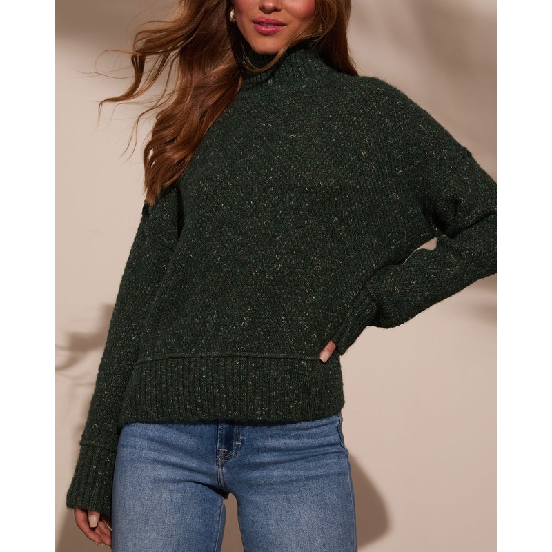 Sherrie Mockneck Sweater|Hunter Green|Mocha|S|M|L