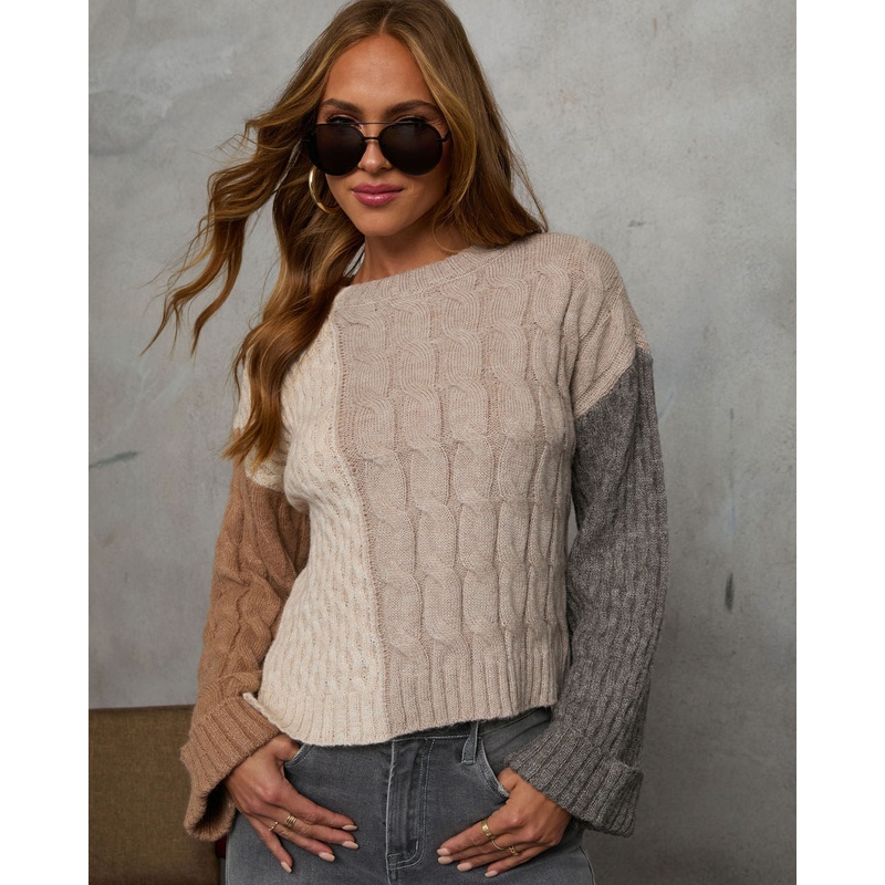 Sierenna Cable Knit Colorblock Sweater
