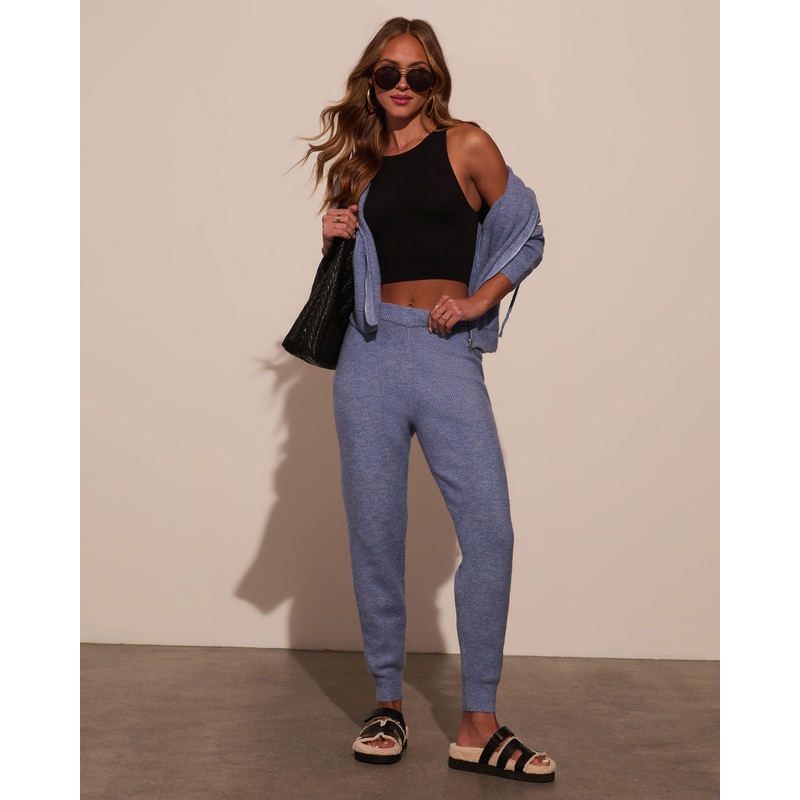 Soft Snowfall Ribbed Joggers|Blue|S|M|L