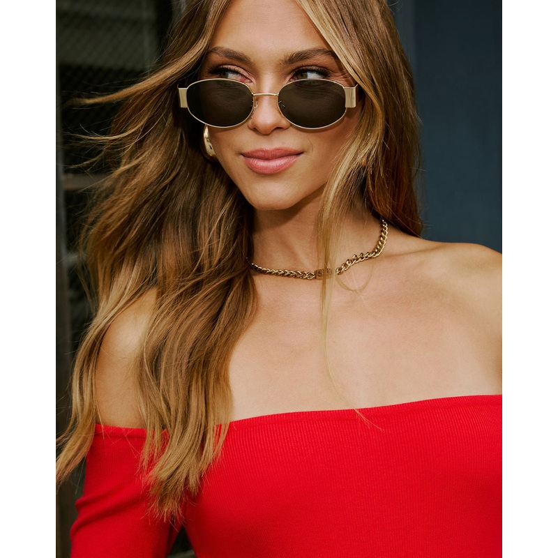 Alysin Round Frame Sunglasses|Brown|O/S