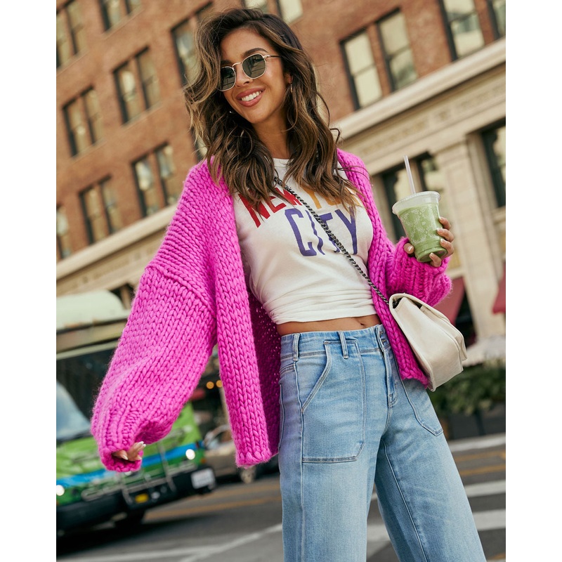 Angie Crochet Cardigan|Fuchsia|XS|S|M|L|XL