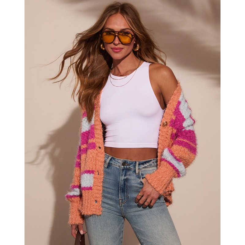 Anizo Striped Cardigan|TANGERINE MULTI|XS|S|M|L|XL