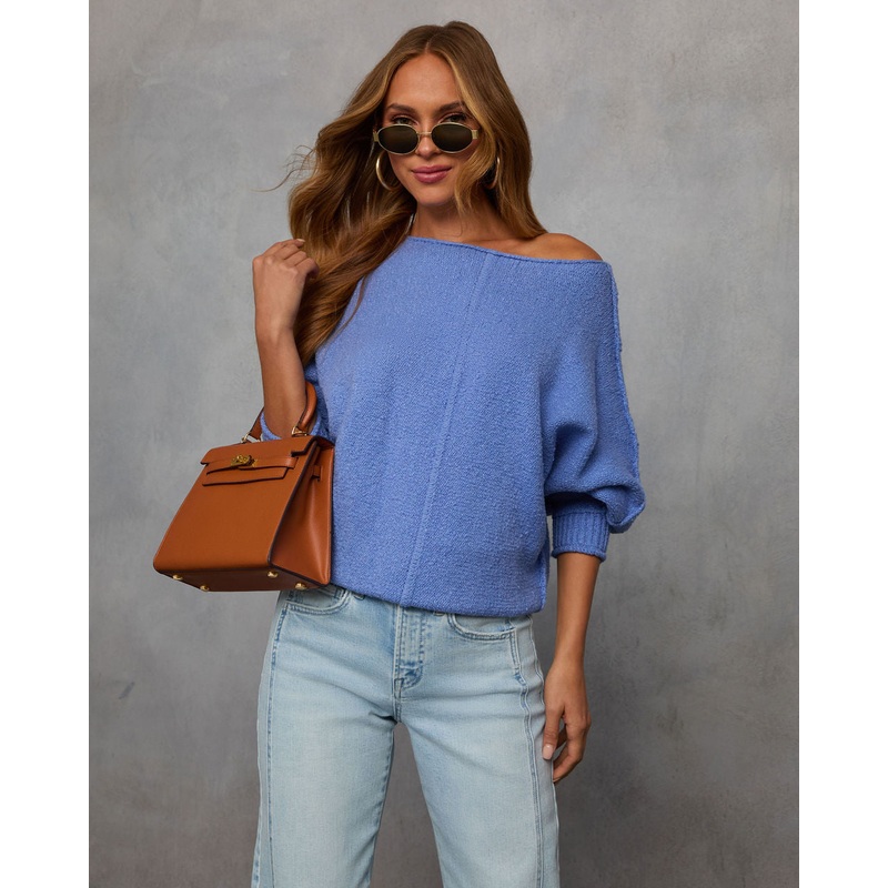 Avena Knit Sweater|Blue|Cream|XS|S|M|L|XL