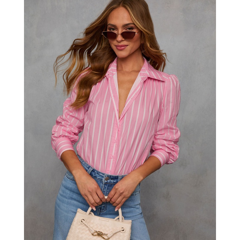 Cellia Striped Button Down Top