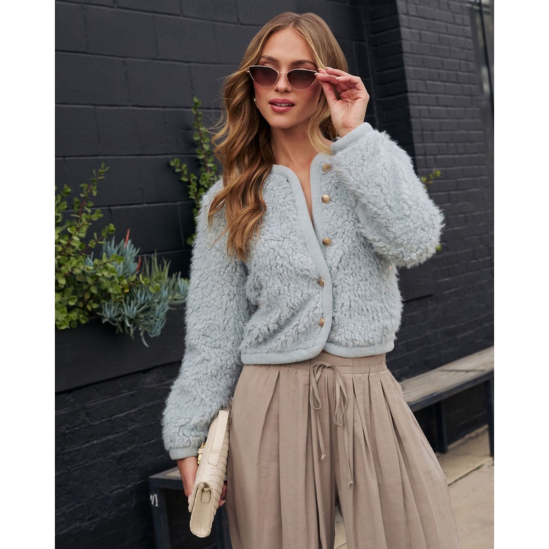 Cozy Day Fuzzy Jacket|Slate Blue|XS|S|M|L|XL