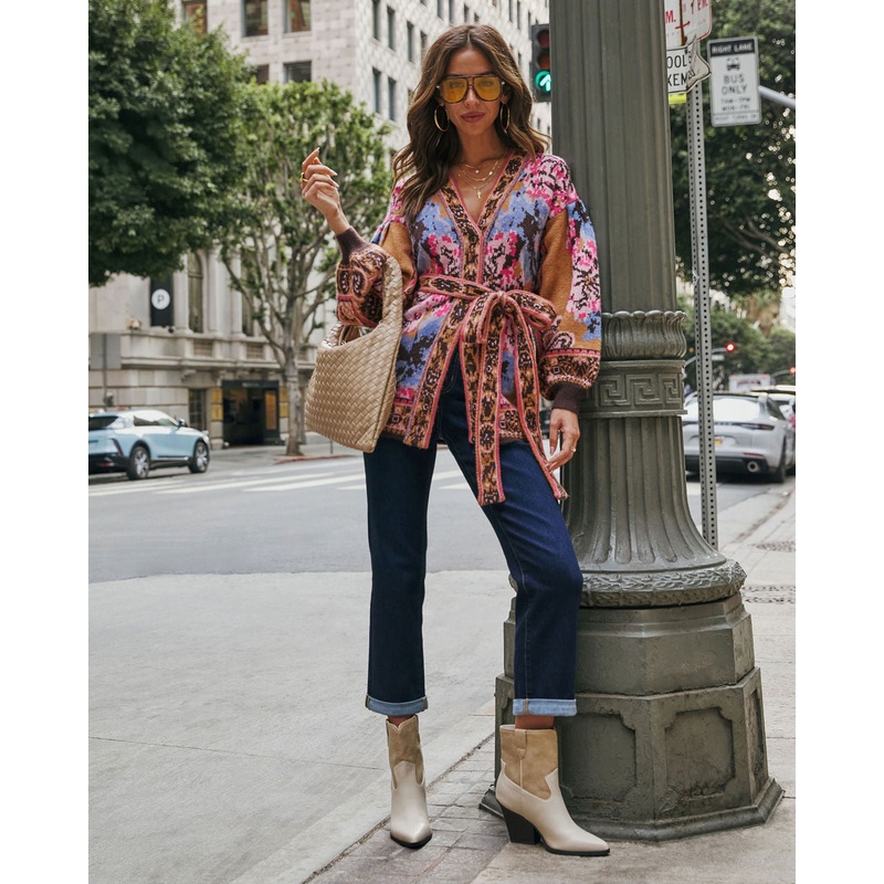 Daisy Days Floral Waist Tie Cardigan