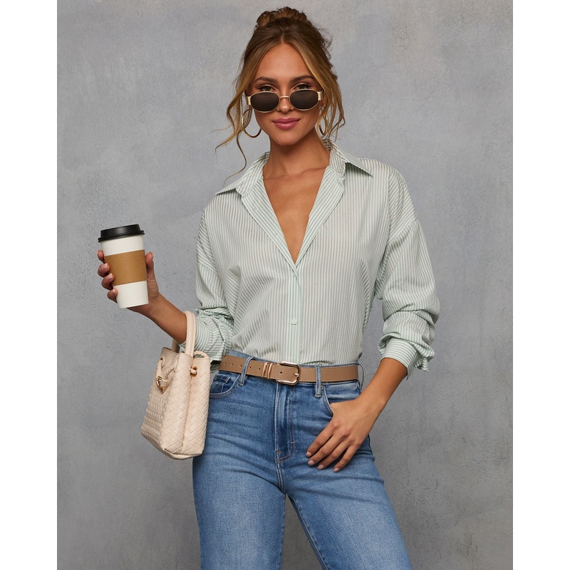 Felina Striped Button Down Top