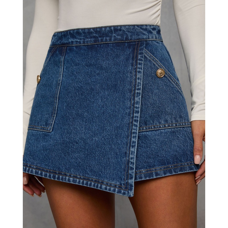 Fiona Denim Mini Skort|Denim|XS|S|M|L|XL