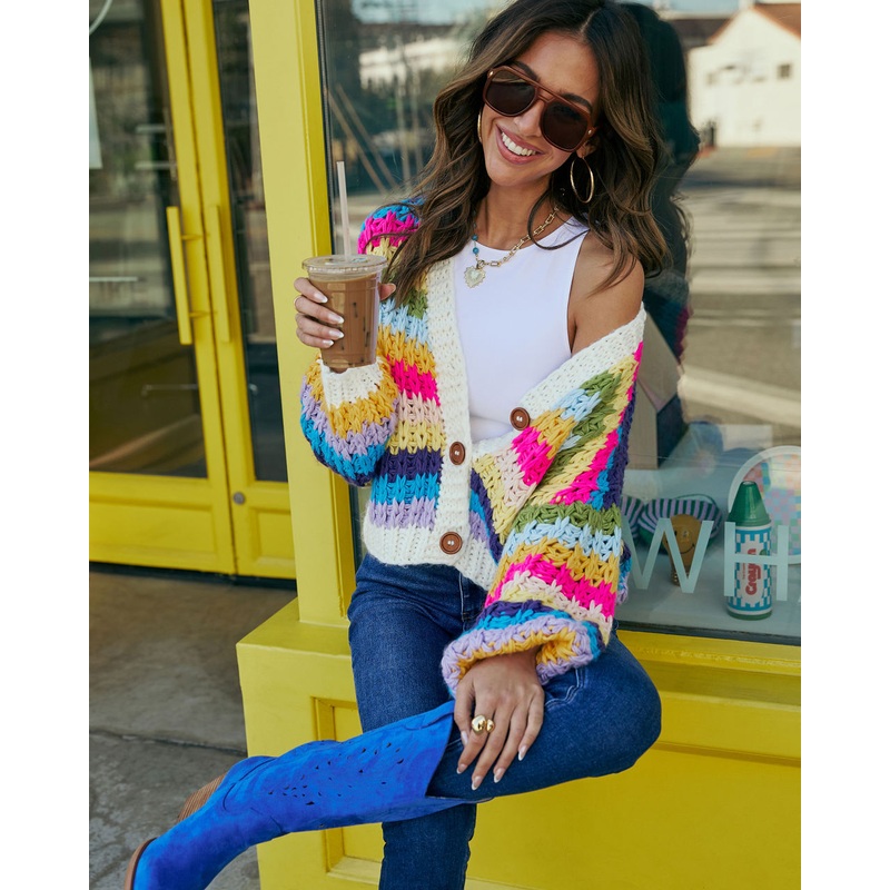 Happy Trails Crochet Cardigan|Cream Multi|XS|S|M|L|XL