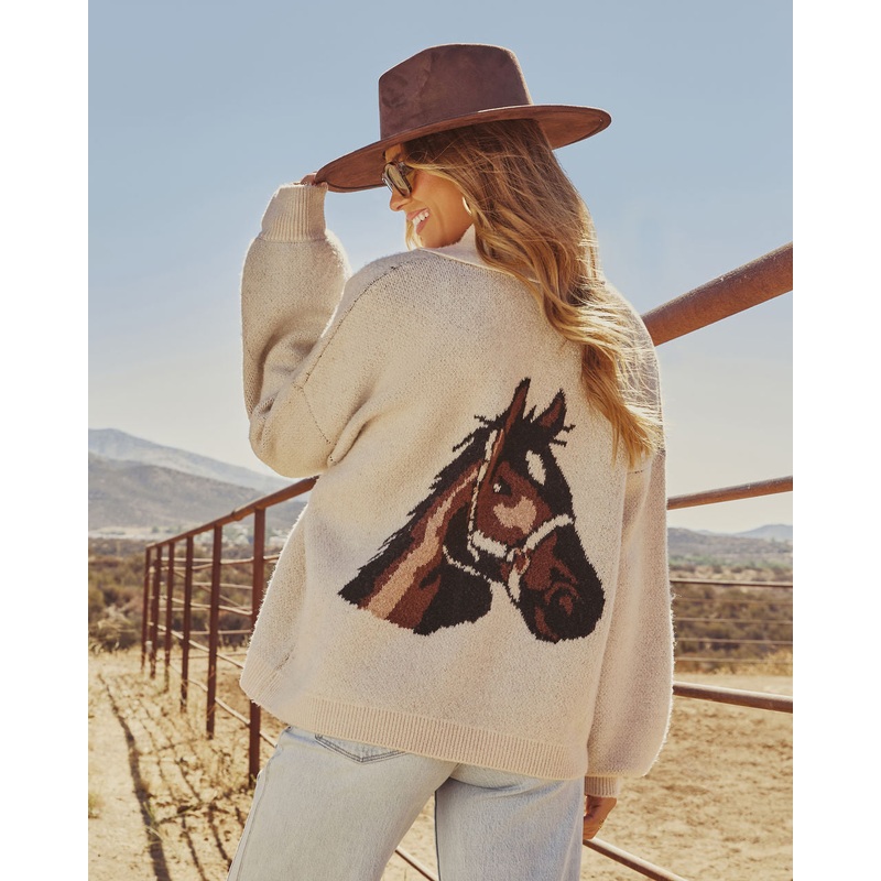 Heritage Ride Horse Motif Cardigan