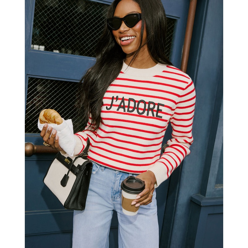 J’Adore Striped Graphic Sweater