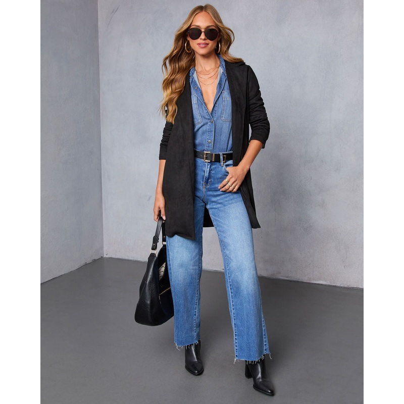 Kathlyn Open Front Jacket|Black|Bone|XS|S|M|L|XL