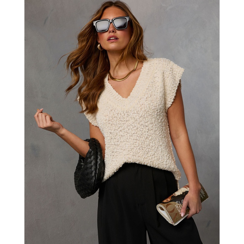 Kyana Sleeveless Sweater|Ivory|Black|XS|S|M|L|XL