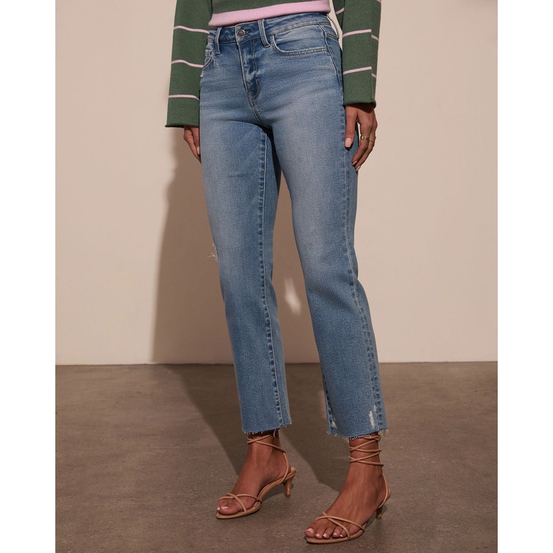 Lainie Super Stretch Distressed Straight Leg Jeans