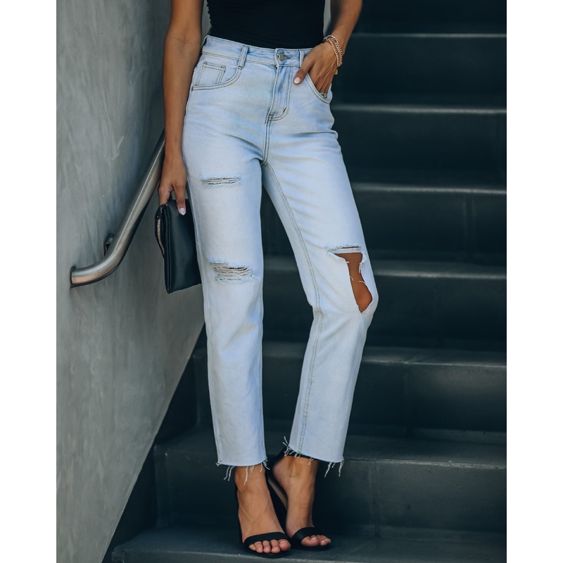 Mila High Rise Distressed Denim
