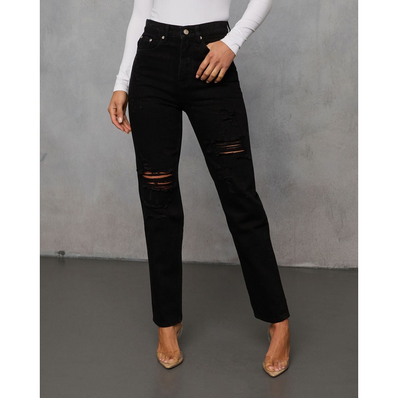 Nemiah Slim Distressed Jeans|Black|24|25|26|27|28|29|30|31