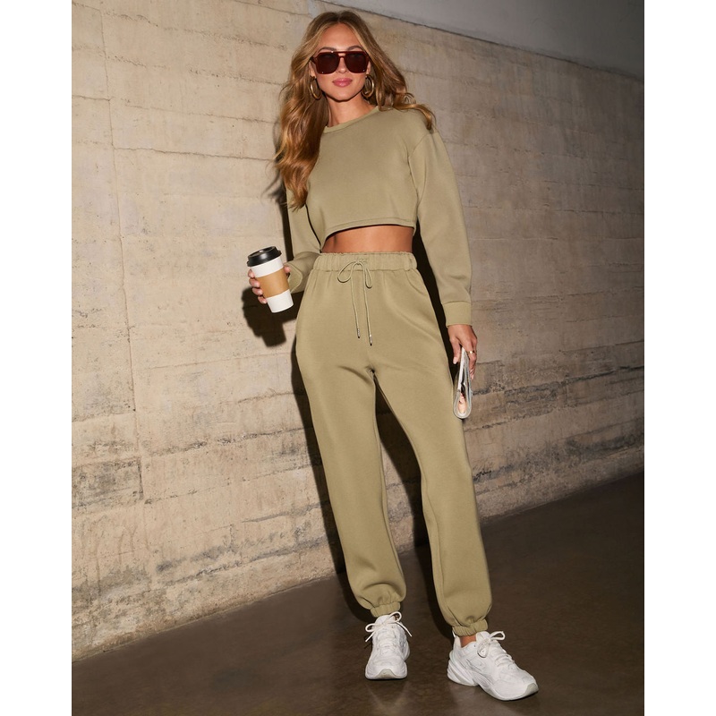 Selah Cropped Sweatshirt Top|Olive|XS|S|M|L|XL