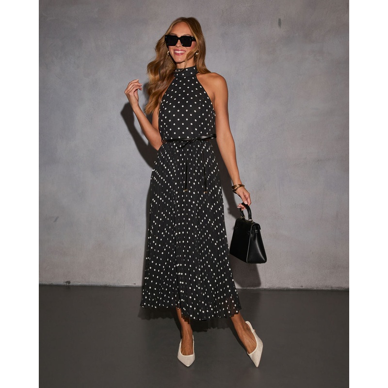 Stolen Affair Polkadot Halterneck Midi Dress