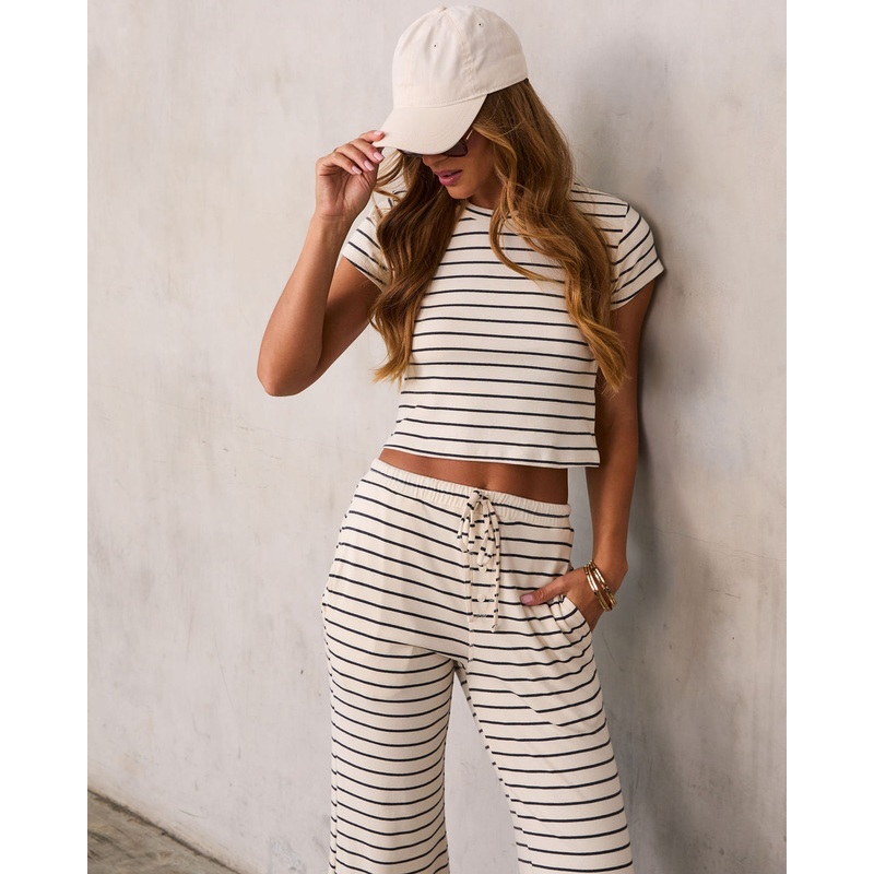 Albion Crop Striped Top|Cream/Black|S|M|L