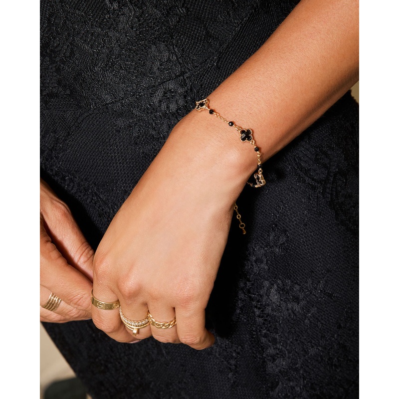 Arine Dainty Clover Bracelet|Black|O/S
