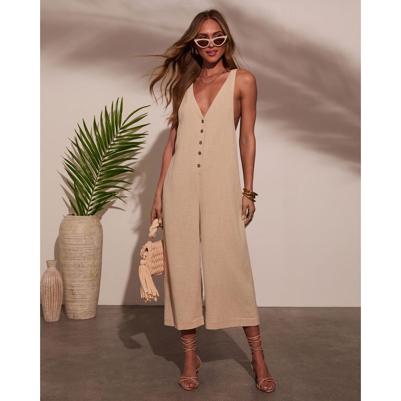 Dune Dreams Gauze Button Down Jumpsuit