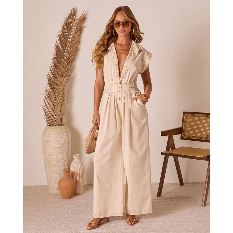 Dusky Vale Twill Jumpsuit|Natural|S|M|L