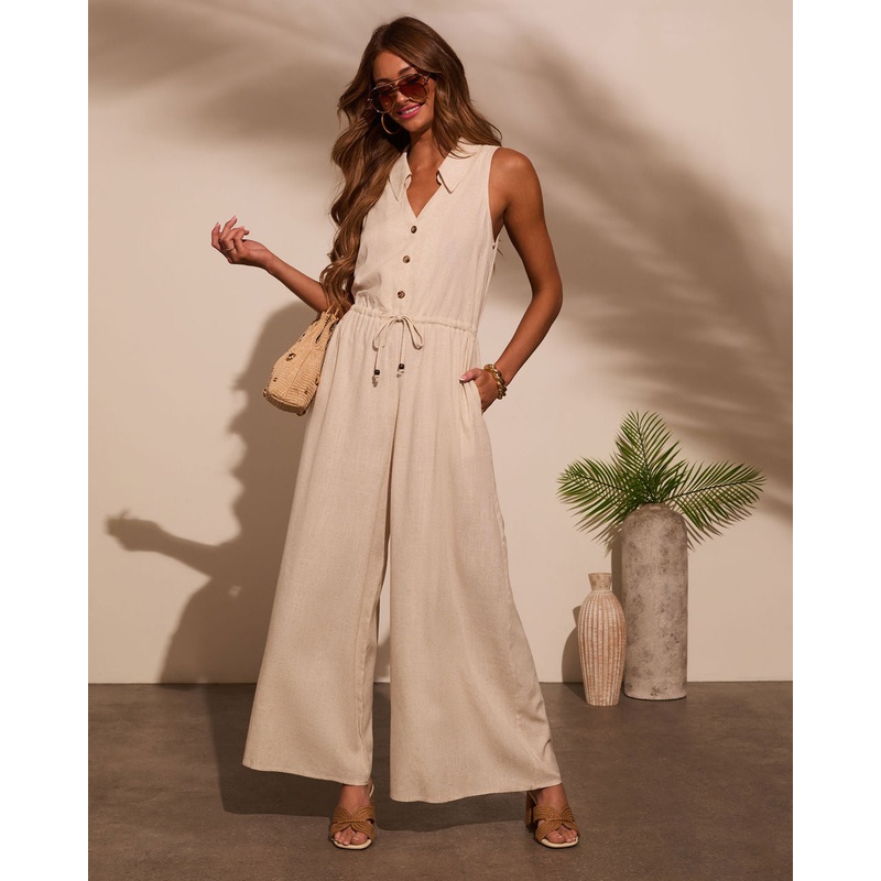 Finlee Waist Tie Linen Jumpsuit
